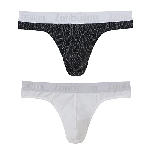 BIATWOWR Herren Strings T-Rücken Unterwäsche Sexy Ball Pouch Slip Tanga Männer Sexy Niedrige Taille Unterhose 2XL 2er Pack von BIATWOWR