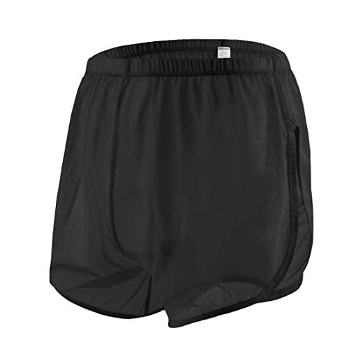 BIATWOWR Herren Transparent Sexy Boxershorts Männer Atmungsaktiv Bequem Unterhose Seitlichem Schlitz Mesh Design See Through Unterwäsche 2XL Schwarz von BIATWOWR