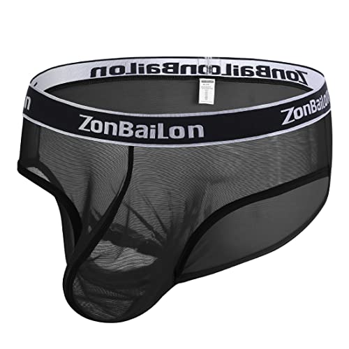 BIATWOWR Mens Sexy Mesh Herren See Through Trunks Stretch Breathable Herren Unterwäsche Underwear Shorts Soft Loose Boxers Briefs Black 2XL von BIATWOWR