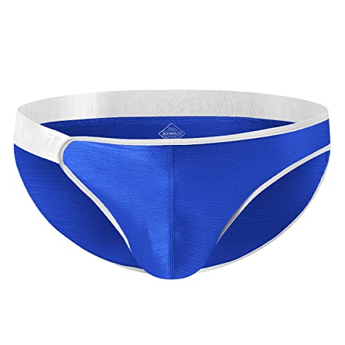 BIATWOWR Nylon Unterhosen Bikini Bulge Briefs Herren Underwear with Low Rise Breathable for Male Elastic Wide Waistband No Fly Blue L von BIATWOWR