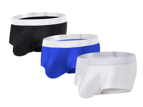BIATWOWR Sexy Herren Mens Underwear Bulge Enhancing Pouch Ice Silk Herren Underpants Short Leg Boxer Briefs 3 Pack L von BIATWOWR