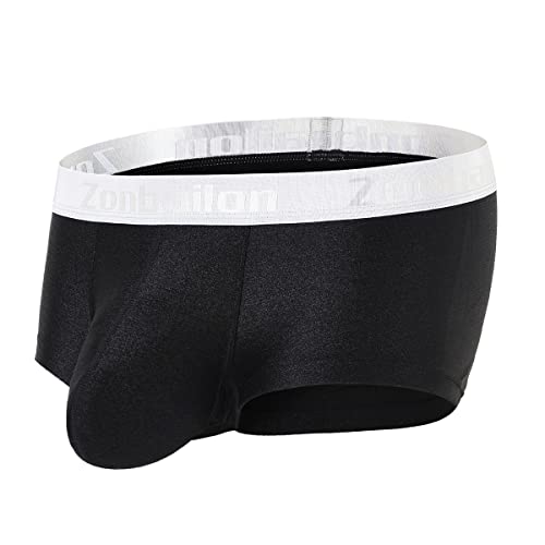 BIATWOWR Mens Underwear Retroshorts Briefs Sexy Bulge Enhancing Pouch Ice Silk Men's Underpants Short Leg Boxer Briefs L von BIATWOWR