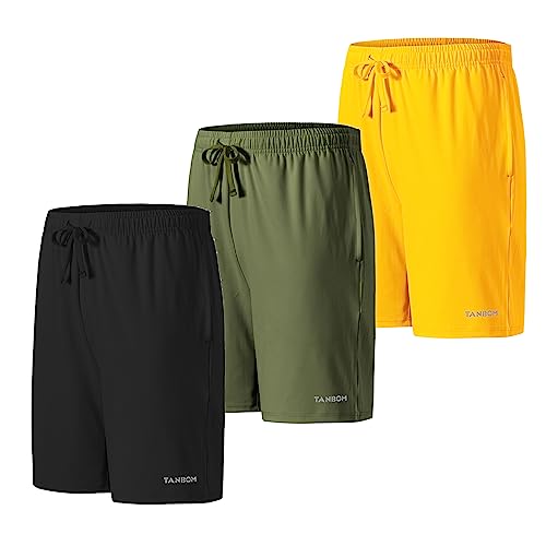 Men’s Activewear Running Shorts Loose Sports Workout Trunks Training Ultra Comfortable Lightweight with Pockets 3 Pack M von BIATWOWR