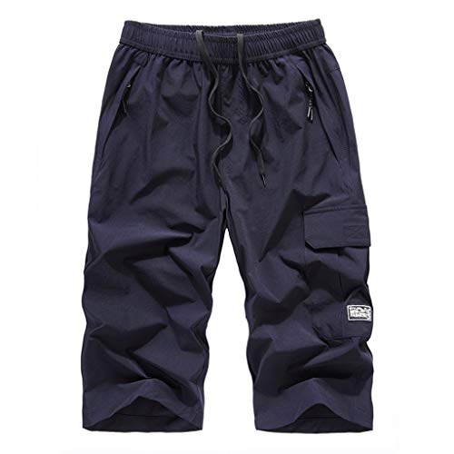 BIBOKAOKE 3/4 Badehose Herren Schnell Trocknend Boardshorts Große Größe Sommer Strandshorts Einfarbig Sport Shorts Leichte Atmungsaktiv Schwimmshorts Surfen Hose mit Verstellbarem Tunnelzug von BIBOKAOKE