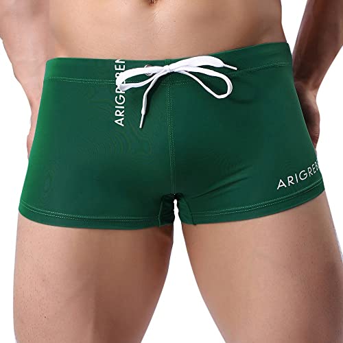 BIBOKAOKE Badehose Herren Kurz Eng Sexy Boxershorts Kurze Schwimmhose Dünne Atmungsaktiv Schwimm-Shorts Stretch Bademode Swim Shorts Boardshorts Einfarbig Kordelzug Badeshorts Surfshorts von BIBOKAOKE