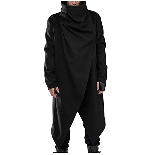 BIBOKAOKE Cape Mantel für Herren Gothic Vintage Cape Schal Steampunk Pullover V-Ausschnitt, Poncho, Baldachin Schal Mantel unregelmäßiger Saum Langer Coat festlich Bekleidung Outwear Cosplay von BIBOKAOKE