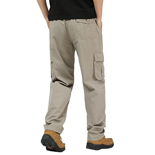 BIBOKAOKE Cargohose Herren Business Arbeitshose Baumwolle Lange Regular Fit Cargo Hose Outdoorhose mit 6 Taschen Einfarbig Männer Frachthose Sommer Freizeithose Wanderhose Tactical Hose von BIBOKAOKE