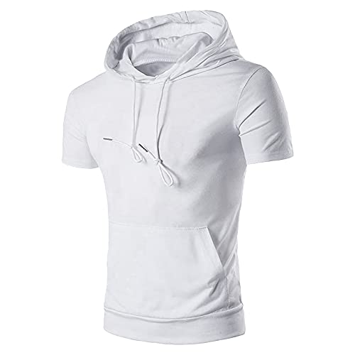 BIBOKAOKE Herren Hoodie T-Shirt Sommer Kurzarm mit Kapuze Workout Sport Fitness Kapuzenpullover Shirts Mode Einfarbig Muscle Shirt Freizeithemden Sweatshirt Männer Sport Shirts Hoody von BIBOKAOKE