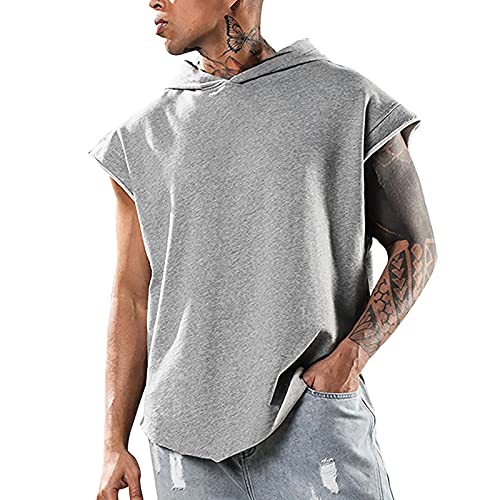 BIBOKAOKE Herren Hoodie T-Shirt Sommer Kurzarm mit Kapuze Workout Sport Fitness Kapuzenpullover Shirts Mode Einfarbig Muscle Shirt Freizeithemden Sweatshirt Männer Sport Shirts Hoody von BIBOKAOKE