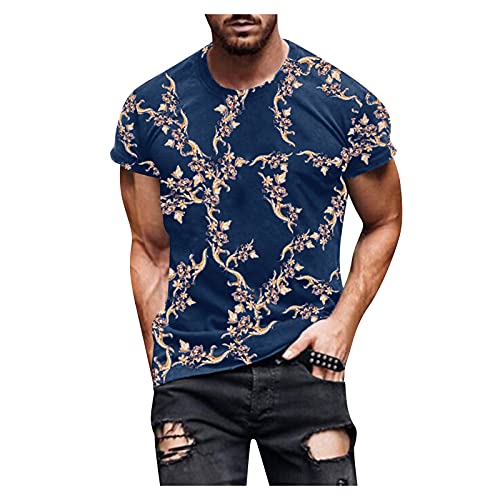 BIBOKAOKE Herren T-Shirt Klassischer Rundhals Kurzarm Fashion Vintage Bedrucktes Shirts Basic Regular Fit Crew Neck Kurzarmshirt Dünne Atmungsaktivität Männer T-Shirts Sommer Freizeithemd von BIBOKAOKE