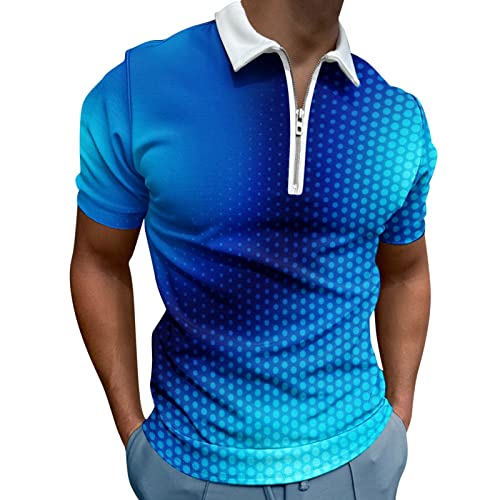 BIBOKAOKE T-Shirt Herren Poloshirt Kurzarm Golf T-Shirt Klassische Casual Polohemd Spleißstreifen Reißverschluss Umlegekragen Tops Regular Fit Shirts Leichte Alltag ArbeitsHemd Kurzarmshirt von BIBOKAOKE