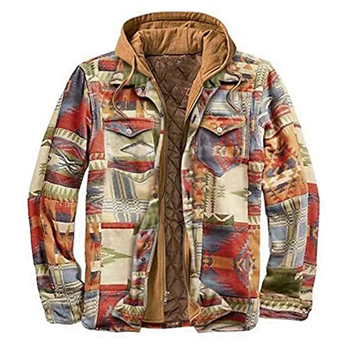 BIBOKAOKE Herren Hemdjacke Kariert Winterjacke Warm Dickeshemd Kapuzenjacke Thermohemd Holzfällerhemd Plus Größe Zipper Jacke Herbst Winter Baumwolljacke Sportjacke Bomberjacke, Mehrfarbig8, 4XL von BIBOKAOKE