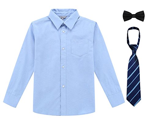 BIENZOE Jungen Schuluniform Lange Oxford Hemd Pack Blau Größe 4 von BIENZOE