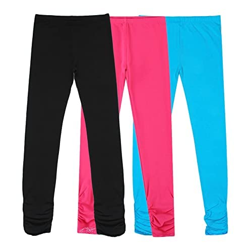 BIENZOE Mädchen Strick Baumwolle Stretch Schuluniform 3 Leggings Packung H 16(DE 158) von BIENZOE