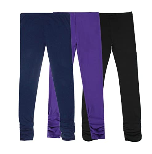 BIENZOE Mädchen Strick Baumwolle Stretch Schuluniform 3 Leggings Packung K 14(DE 152) von BIENZOE