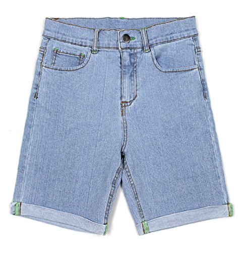 BIENZOE Mädchen Weiche Hohe Taille Dehnbar Jeans Shorts Rein Blau größe 10 von BIENZOE