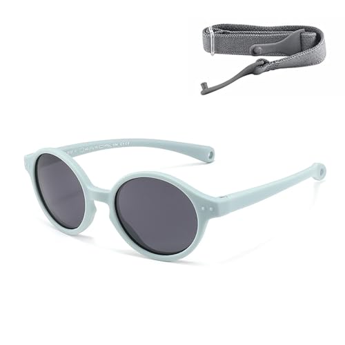 Polarisierte Baby-Sonnenbrille mit Riemen, UV400-Schutz, mit Tasche, für Kleinkinder, Mädchen, Jungen, Alter 0-12 Monate, hellblau von BIFADA