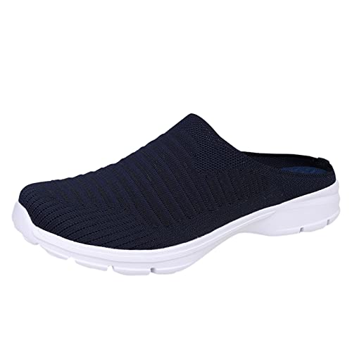 BIISDOST Atmungsaktive Schnürschuhe für Damen, flache Freizeitschuhe, Unisex, leichte Arbeitsschuhe, sportliche, atmungsaktive Arbeitsschuhe Schuhe Damen 42 (Dark Blue, 38) von BIISDOST