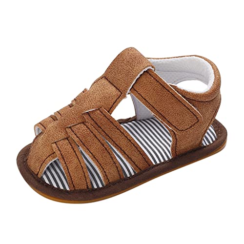 BIISDOST Baby Mädchen Sandalen Kleinkind Sommer Strand Schuhe Outdoor Casual Slipper Gummisohle Kleinkind First Walking Prinzessin Sandalen Schuhe Kinder 23 (Zjsjm-B-Brown, 19 Infant) von BIISDOST