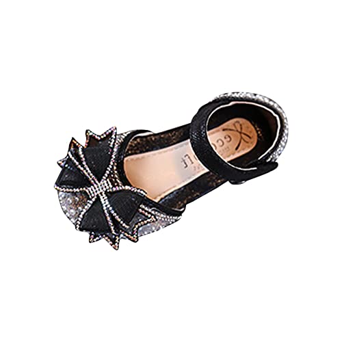 BIISDOST Bowknot Performance Tanzschuhe für Mädchen Kinderschuhe Perle Strass glänzende Kinder Prinzessin Schuhe Gummistiefel Kinder (Black, 24 Toddler) von BIISDOST