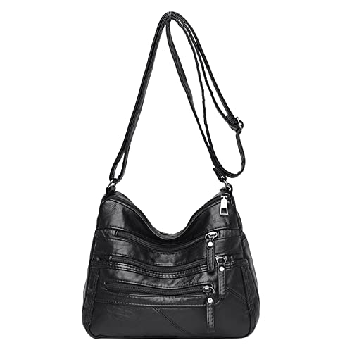 BIISDOST Crossbody-Geldbörsen für Frauen, lässig, verstellbarer Riemen, Umhängetasche, Damen-Ledertasche Vertikaler Garten Taschen (Black, One Size) von BIISDOST