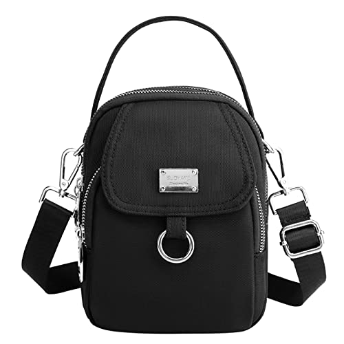 BIISDOST Crossbody-Geldbörsen für Frauen Lässige Umhängetasche mit verstellbarem Riemen Umhängetasche Dirndl Taschen Damen (Black, One Size) von BIISDOST