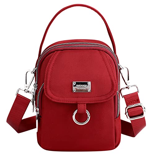 BIISDOST Crossbody-Geldbörsen für Frauen Lässige Umhängetasche mit verstellbarem Riemen Umhängetasche Dirndl Taschen Damen (Red, One Size) von BIISDOST