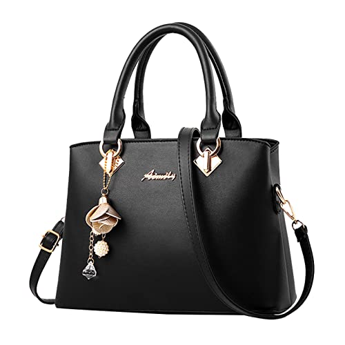 BIISDOST Damen-Einkaufstasche, modische Handtaschen, Damen-Geldbörse, Umhängetasche, Umhängetasche, Ledertasche für Damen Laufjacke Damen Langarm Taschen (Black, One Size) von BIISDOST