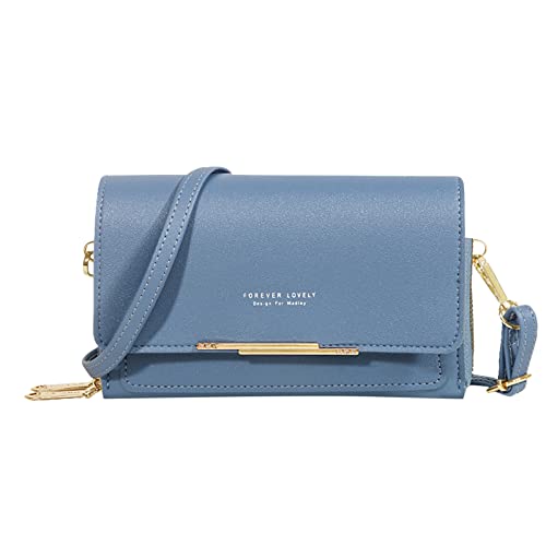 BIISDOST Damen Lässige Umhängetasche mit verstellbarem Riemen Umhängetasche mit sichtbarem Handyfenster Geldbörse Handytasche Niedliche Kleine Regenschirm Kinderspielzeug Taschen (Blue, One Size) von BIISDOST