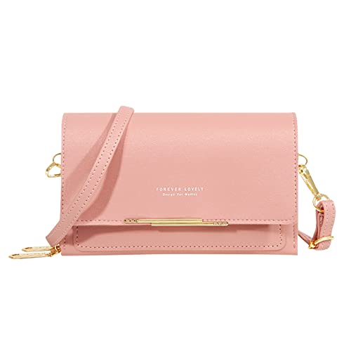 BIISDOST Damen Lässige Umhängetasche mit verstellbarem Riemen Umhängetasche mit sichtbarem Handyfenster Geldbörse Handytasche Niedliche Kleine Regenschirm Kinderspielzeug Taschen (Pink, One Size) von BIISDOST