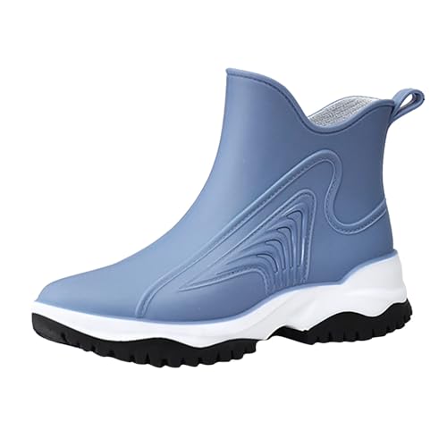 BIISDOST Damen Regenschuhe mit Kordelzug und elastischem Mund, Gummischuhe, Zwischensohle, Rutschhemmende Öl-Kochschuhe ene Schuhe Herren (Blue, 38) von BIISDOST