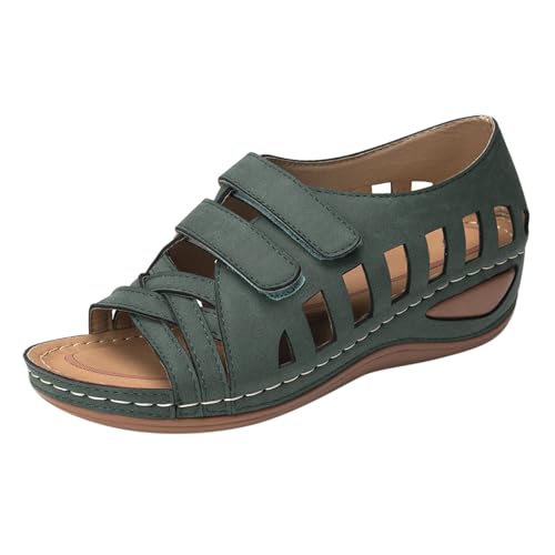 BIISDOST Damen-Sandalen, Schuhe mit Keilabsatz, Flip-Flops, modische Sandalen mit Schnallenriemen, Sommerschuhe für Damen Damenschuhe Stiefeletten Sommer Günstig (AG, 35) von BIISDOST