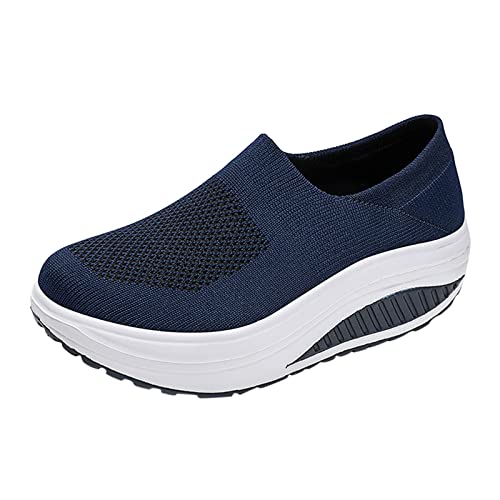 BIISDOST Damen Sneaker Atmungsaktiv Turnschuhe Leicht Laufschuhe Klassisch Sportschuhe Bequeme Einzelschuhe Slip On Sneaker Lässige Flache Schuhe Modische Fitnessschuhe rutschfest Einzelne Schuhe von BIISDOST