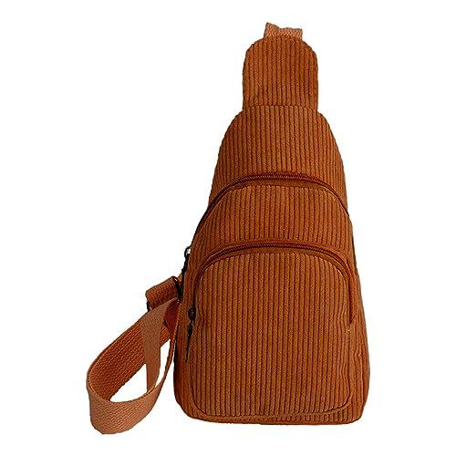 BIISDOST Damen-Tasche in reiner Farbe, Damentasche, einfache Samt-Segeltuchtasche, lässige Umhängetasche mit einer Schulter Klein Bauchtasche Taschen Damen (Brown, One Size) von BIISDOST