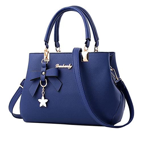 BIISDOST Damen Tote Bag Mode Handtaschen Damen Geldbörse Satchel Schultertasche Tote Ledertasche für Damen Wohnwagenschürze Mit Taschen (Blue, One Size) von BIISDOST