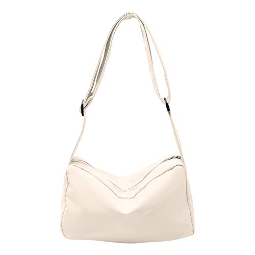 BIISDOST Damen-Umhängetasche aus Nylon, großes Fassungsvermögen, einfarbig, einfache, lässige Umhängetasche, kleine, frische Reisetasche O Bag Taschen Damen Rot (White, One Size) von BIISDOST