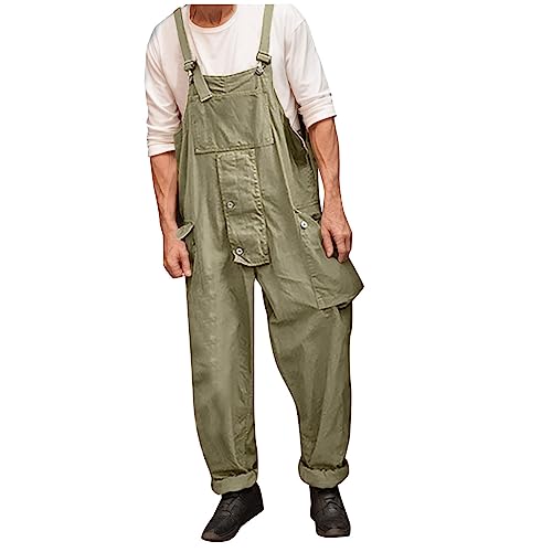 BIISDOST Entspannte Latzhose für Herren, entspannte Passform, Denim-Latzhose, Jeans-Latzhose, modischer Slim-Fit-Overall mit Taschen Strandmode Herren Jumpsuit von BIISDOST