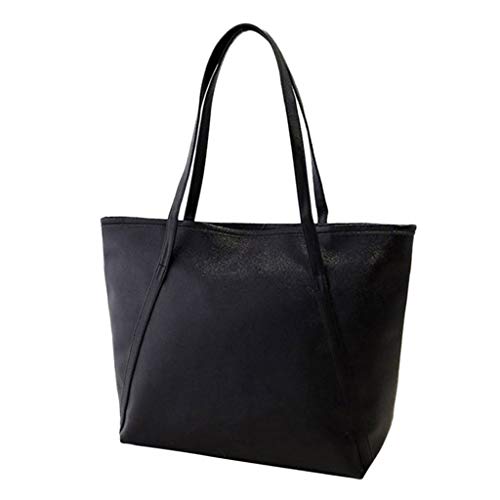 BIISDOST Fassungsvermögen der soliden Frauen-Satchel Schulterhandtasche Taschen Set Für Damen Schwarz (Black, One Size) von BIISDOST