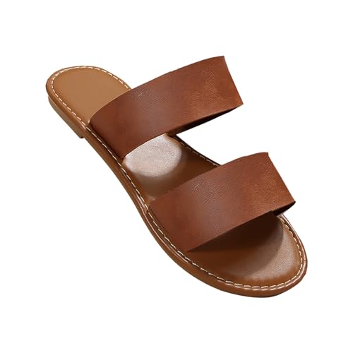 BIISDOST Frauen Schuhe Erwachsene Weibliche Lange Slipper Socken Für Frauen Frauen Sommer Einfarbig Slip On Casual Offene Spitze Flache Weiche Slipper Socken Für Frauen Damenschuhe (Brown, 39) von BIISDOST