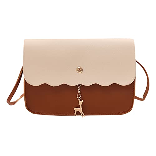 BIISDOST Frauen Umhängetasche Farbabstimmung Mode Neues Muster Personalisierte Spitze Handytasche Brieftasche Umhängetaschen Herren Laptop 17 (Brown, One Size) von BIISDOST