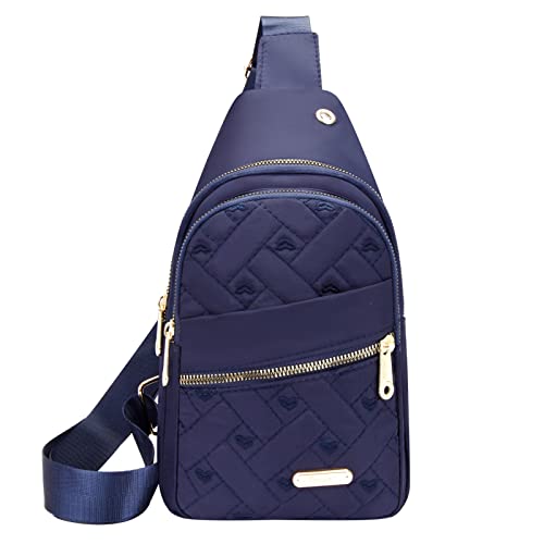 BIISDOST Frauen Umhängetasche Mode Dekoration Muster Praktische Große Kapazität Leichte Zipper Waistpack Taschen Für (Blue, One Size) von BIISDOST