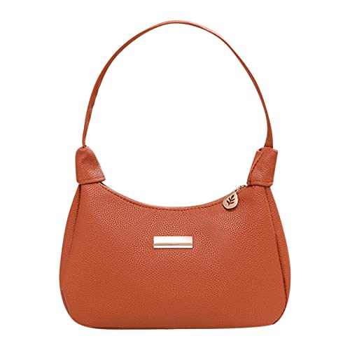 BIISDOST Frauen Umhängetasche Mode Muster Einfache Solide Reißverschluss Praktische Handtasche Zwei Taschen Damen Schwarz (Brown, One Size) von BIISDOST