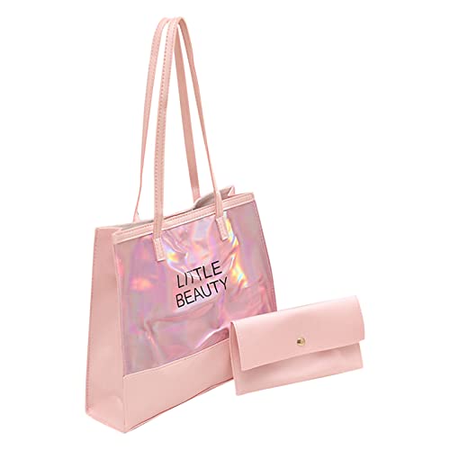 BIISDOST Frauen Umhängetasche Mode Muster Reflektierende Einkaufstasche Große Kapazität Praktische Tasche Taschen Herren Schultertasche (Pink, One Size) von BIISDOST