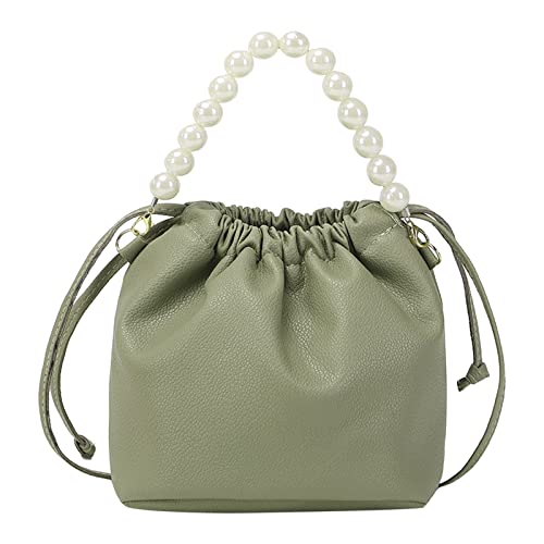 BIISDOST Frauen Umhängetasche Modische Perlen Handheld Strap Kordelzug Tasche Praktische Umhängetasche Herren Taschen Umhängen Klein (Green, One Size) von BIISDOST