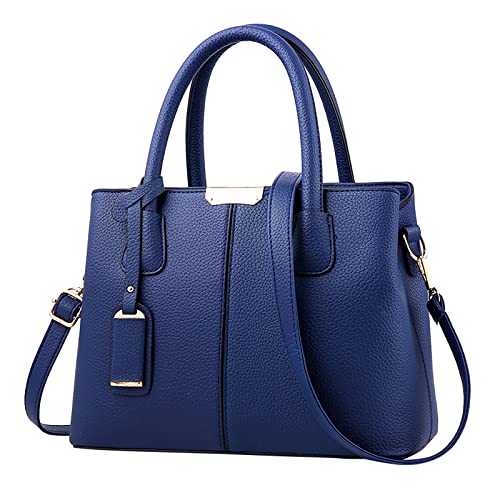 BIISDOST Handtasche für Frauen Geräumige Handtaschen Damen Geldbörse Satchel Schultertasche Tote Ledertasche Karpfen Taschen (Dark Blue, One Size) von BIISDOST
