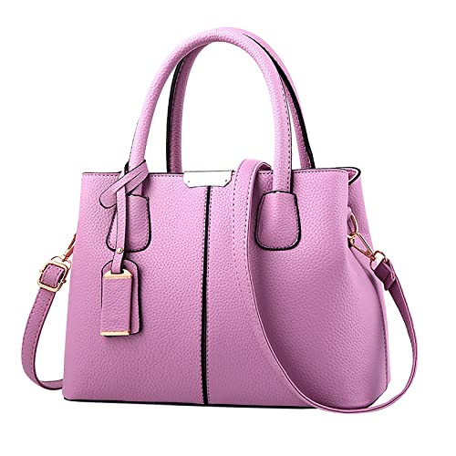 BIISDOST Handtasche für Frauen Geräumige Handtaschen Damen Geldbörse Satchel Schultertasche Tote Ledertasche Karpfen Taschen (Purple, One Size) von BIISDOST