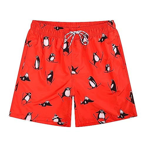 BIISDOST Hautwasserdichte Herren-Schnürtasche Hot Spring Holiday Beach Beach Pants Badehose Shorts Herrenschwimmhose (Red, M) von BIISDOST