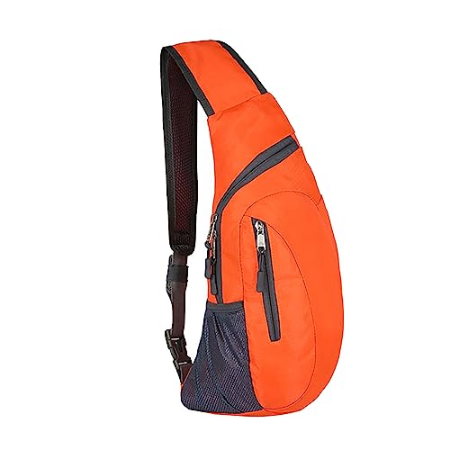 BIISDOST Herren und Damen, einfarbig, mit Reißverschluss, faltbar, Brusttasche, einzelne Schulter, Umhängetasche, Sporttasche, Outdoor-Umhängetasche Zwei Taschen Groß (Orange, One Size) von BIISDOST