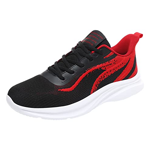 BIISDOST Herrenschuhe Große Größe Mode Casual Mesh Atmungsaktive Freizeitschuhe Schnürschuhe Schuhe Herren Rot Blau (A, 41) von BIISDOST