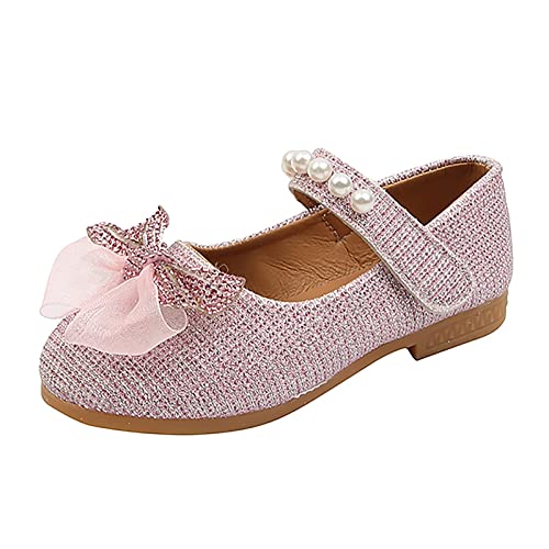 BIISDOST Kinder Flache Absätze Prinzessin Schuhe Kinder Sandalen Bequeme Weiche Sohlen Lederschuhe Baby Mädchen Tanzkleid Schuhe 35 Kinder (Pink, 30 Little Child) von BIISDOST